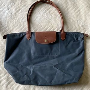 Longchamp Navy and Brown Shoulder Bag